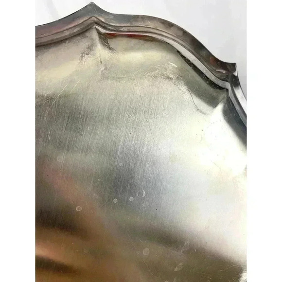 VTG Chippendale Silver Plated Trinket Dish 11" X 9" Scalloped Edges Platter - Picture 11 of 12